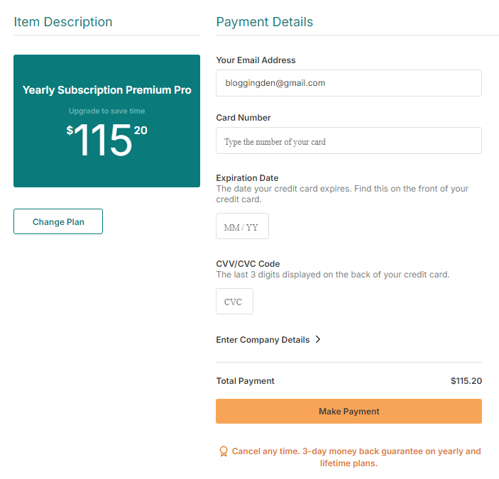 prowritingaid payment details processing
