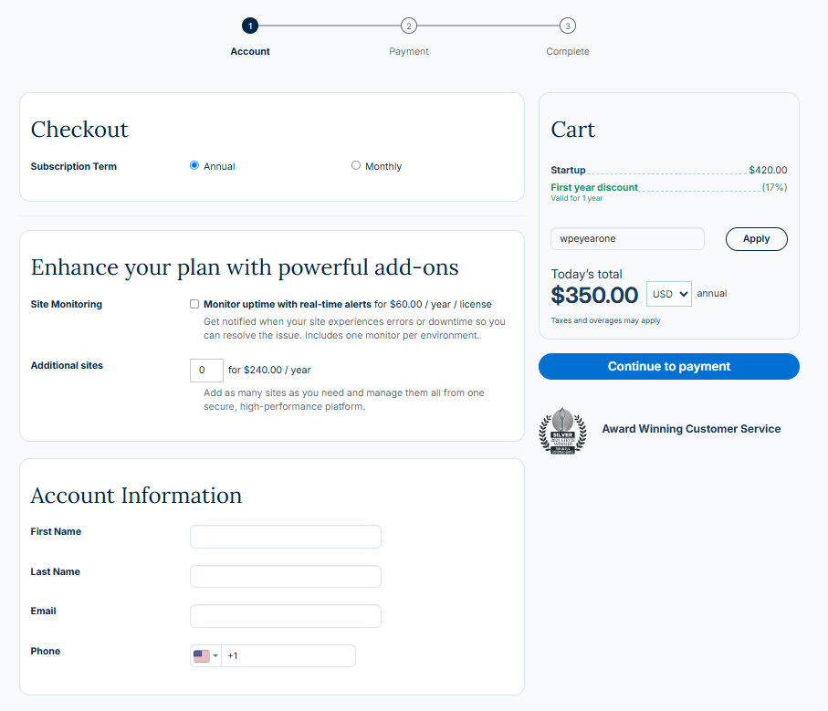 step 2 checkout page