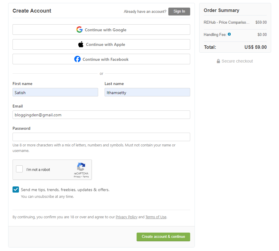 create account on envato market