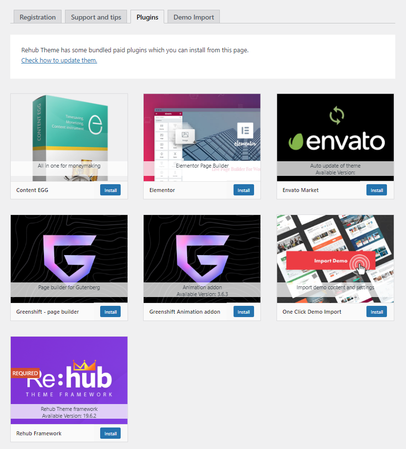 plugins to install for rehub theme
