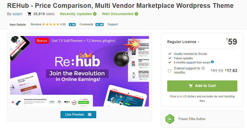 rehub theme product page