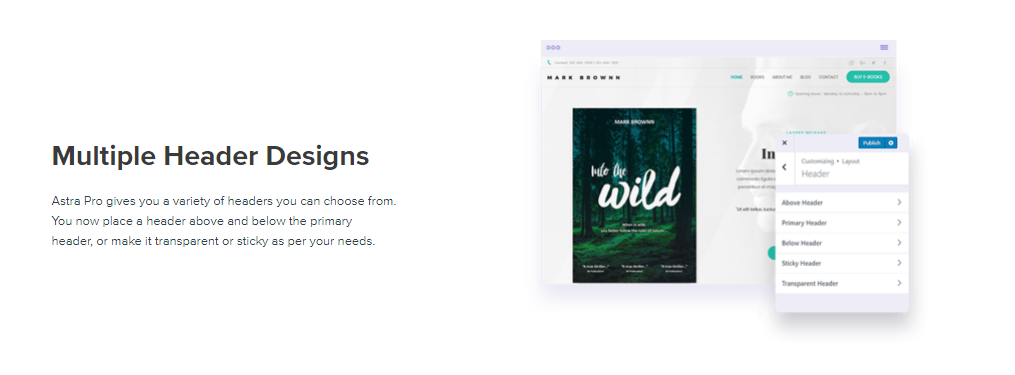 Astra multiple header designs