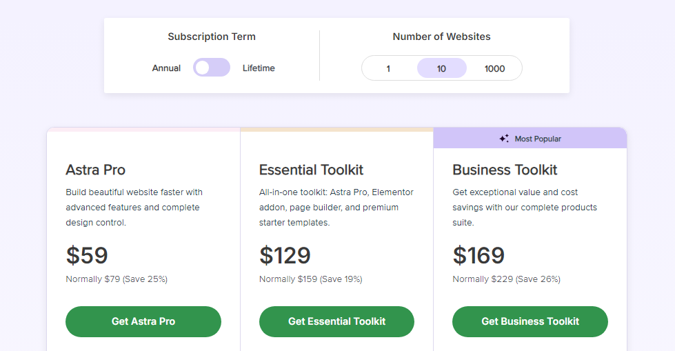 Astra pro pricing yearly