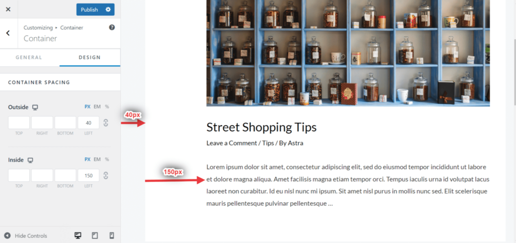 boxed-layout spacing control