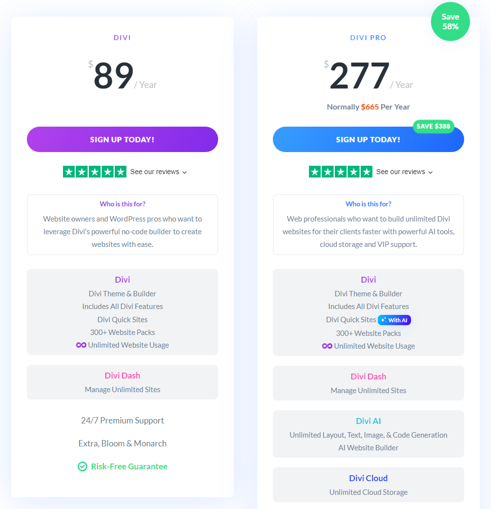 divi theme pricing