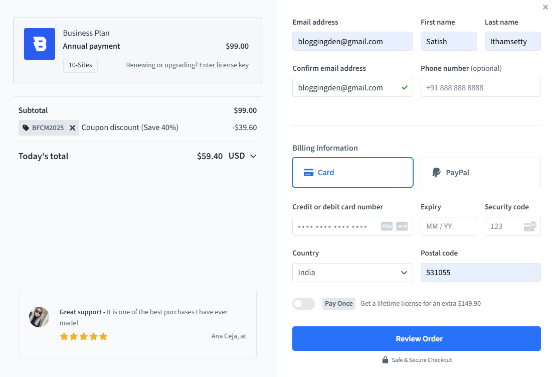 Blocksy Black Friday Business Plan Yearly Updated