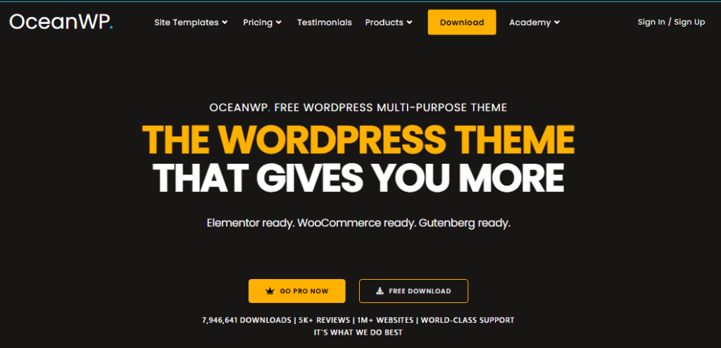 Oceanwp black friday home page