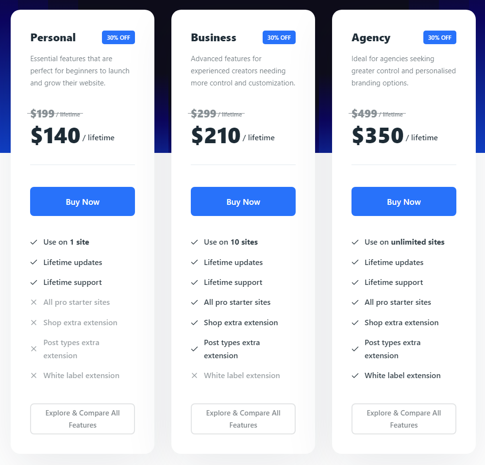 blocksy black friday pricing - lifetime