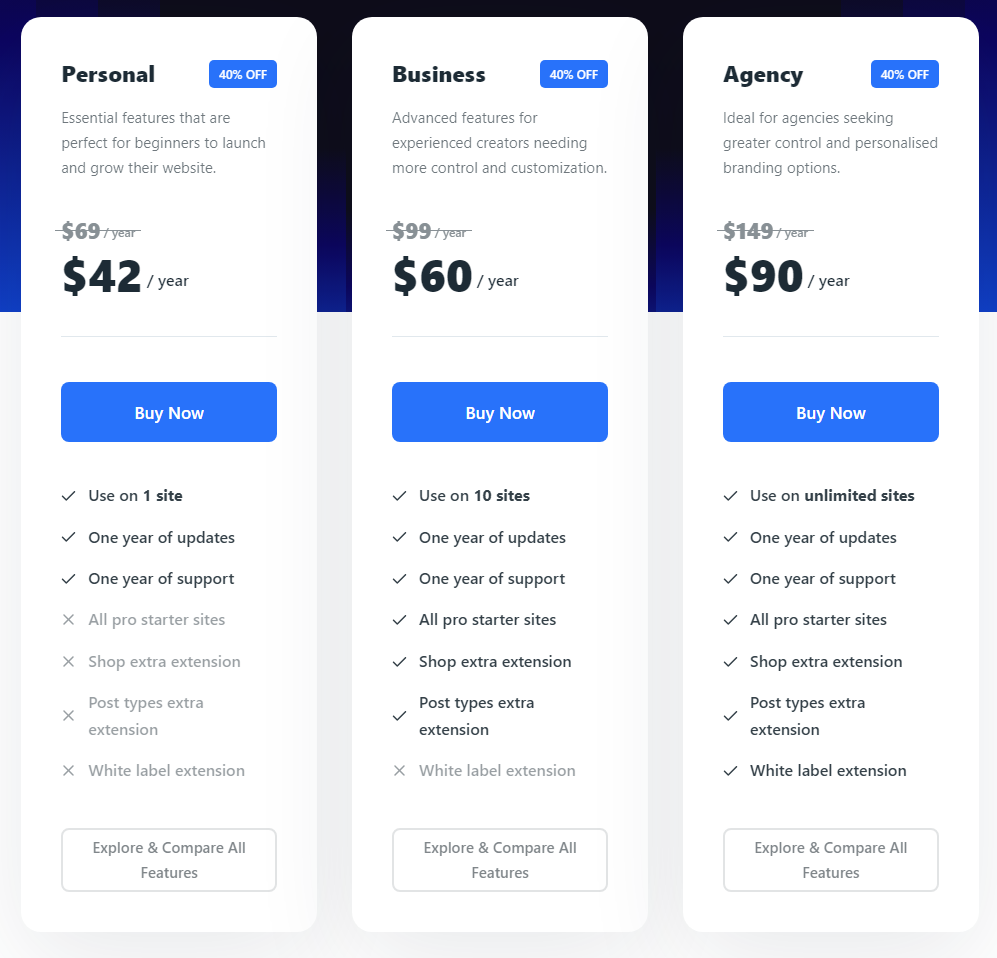 blocksy black friday pricing - yearly