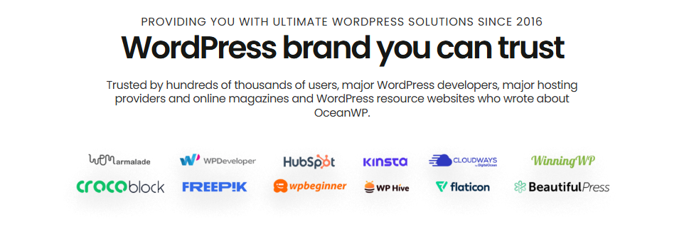 oceanwp brand trusted by different companies