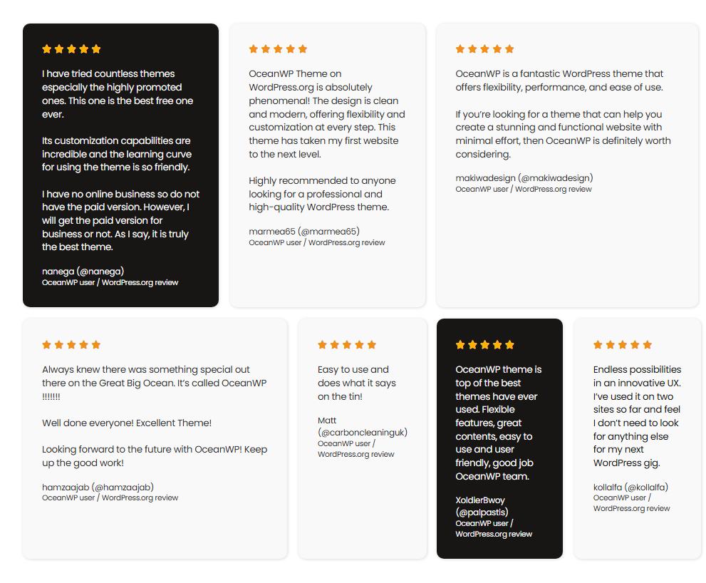 oceanwp testimonials