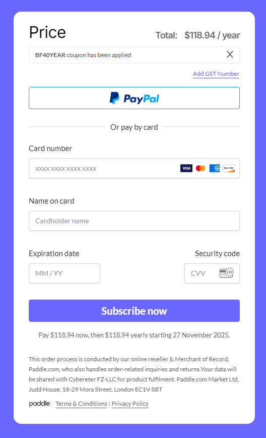 payment via paypal