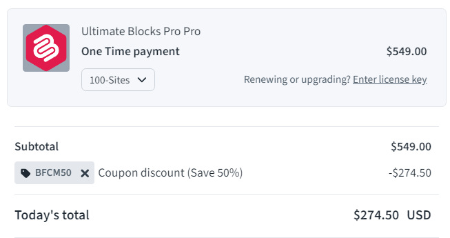 Ultimate Blocks Pro Plugins Pricing