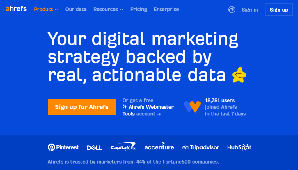 ahrefs homepage