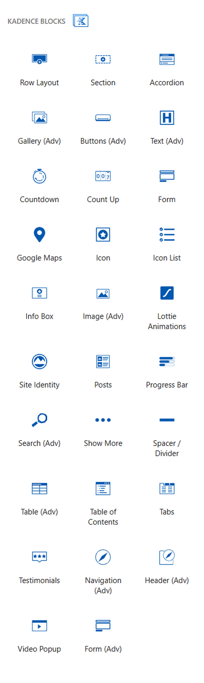 kadence blocks chart list