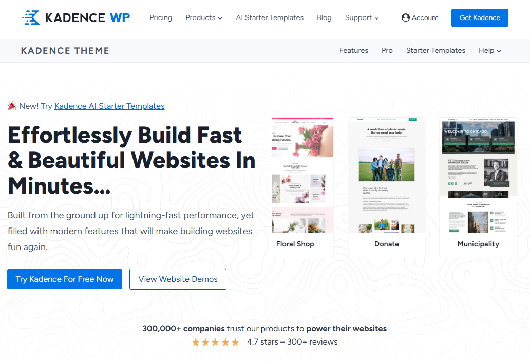 kadence theme homepage