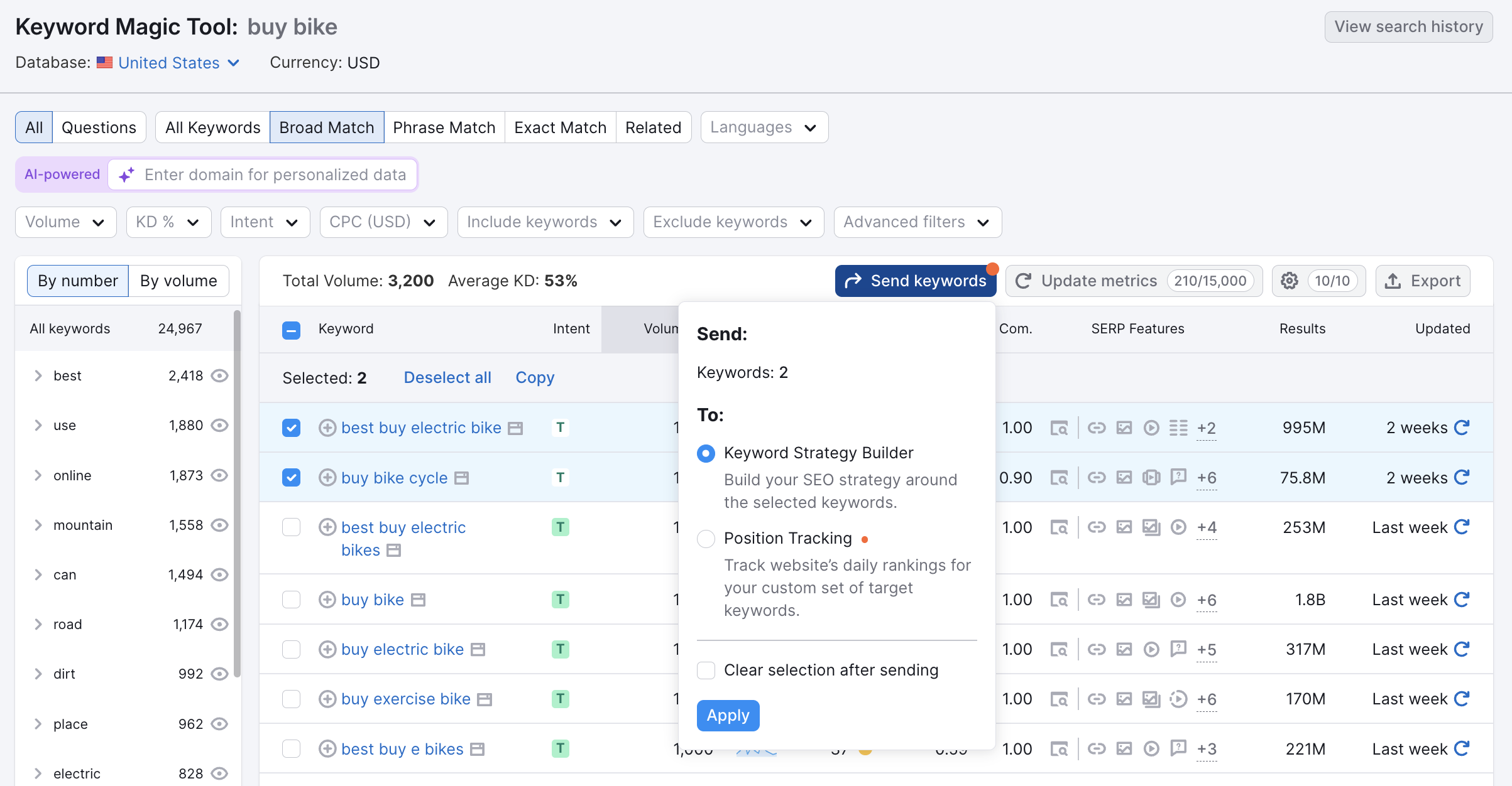 3 add keywords from keyword magic tool