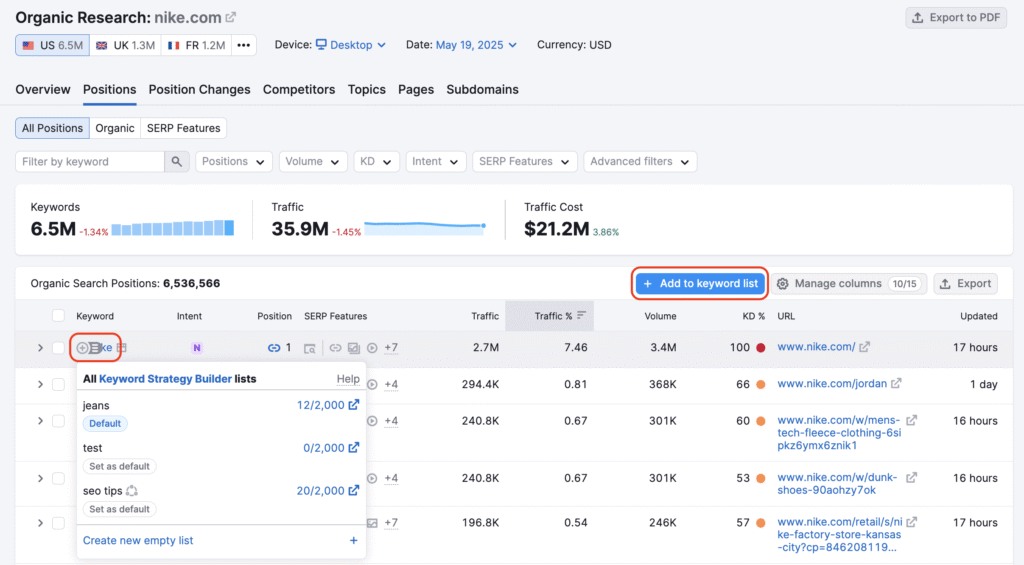 5 Add Keywords From Organic Research