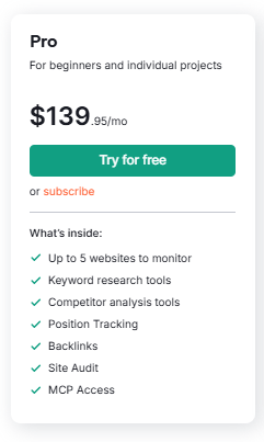 Semrush classic plans - PRO