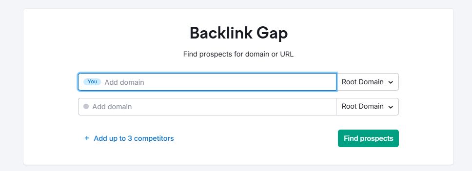 backlink gap from semrush seo toolkit