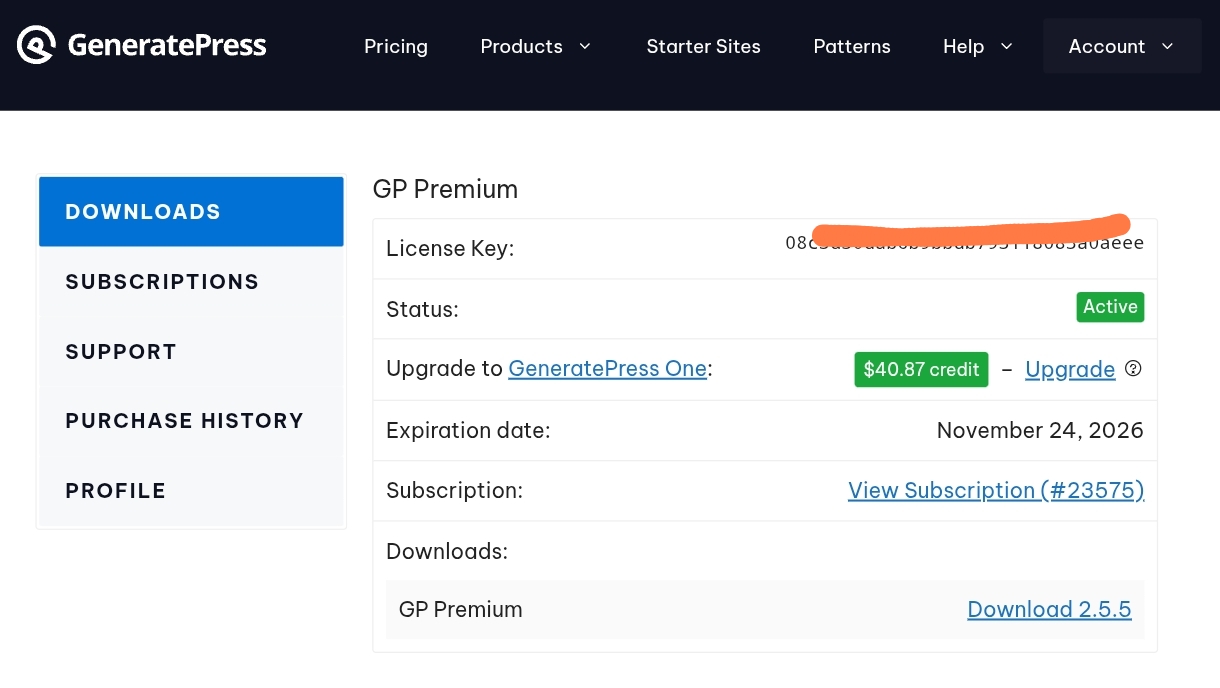 Generatepress Premium Invoice