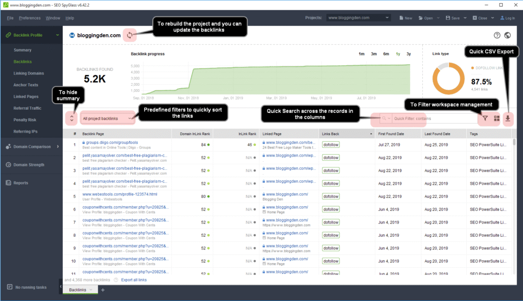 SEO-spyglass step 3 total-backlinks-interface