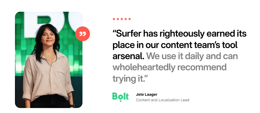 Surfer SEO testimonial 1