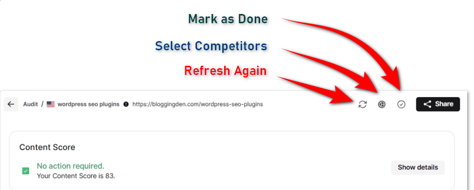 audit - buttons in report page