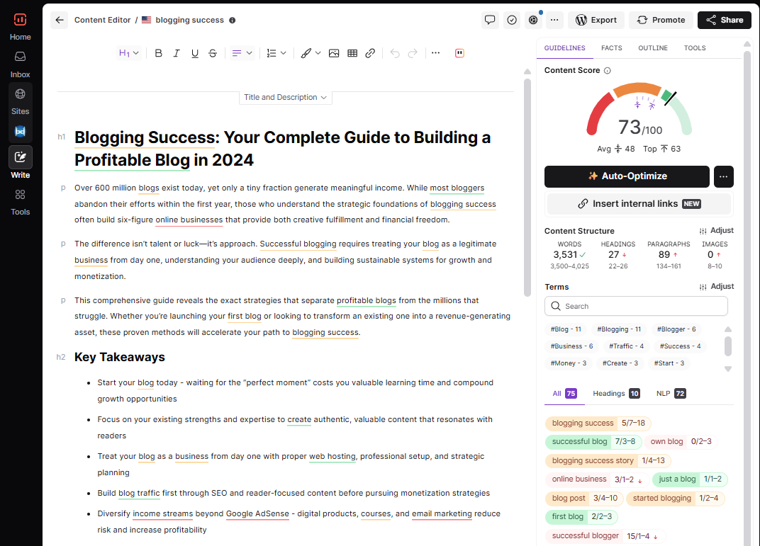 content editor - content generated by Ai