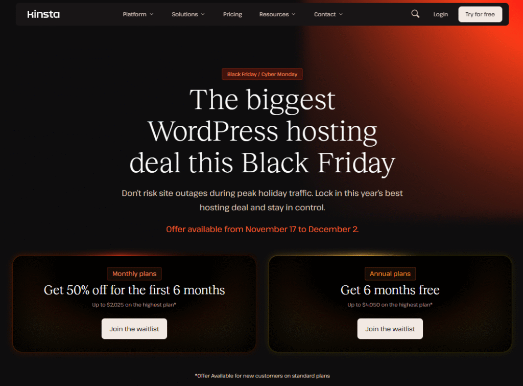 kinsta black friday deal pricing