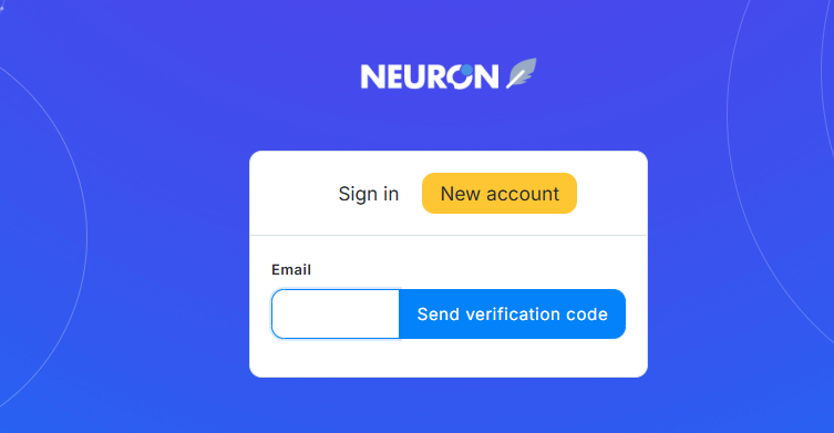 neuronwriter - create new account and very the code
