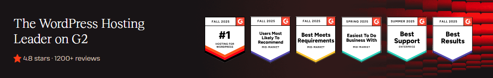 Kinsta WordPress hosting leader on G2 with 4.8 rating