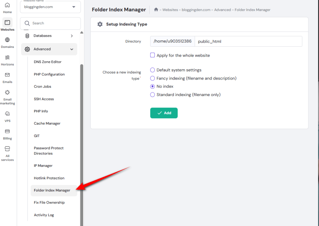 Folder Index Manager change