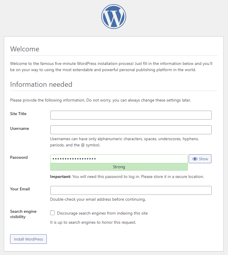 add the site details in the welcome screen