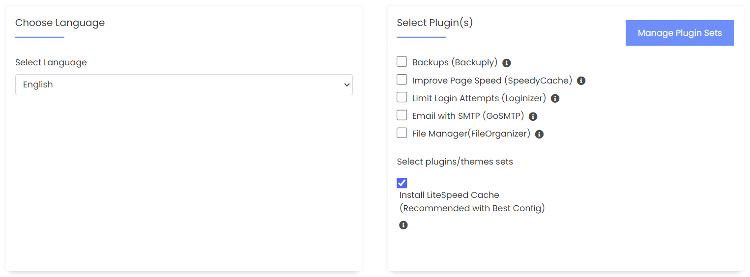 choose language and site settings