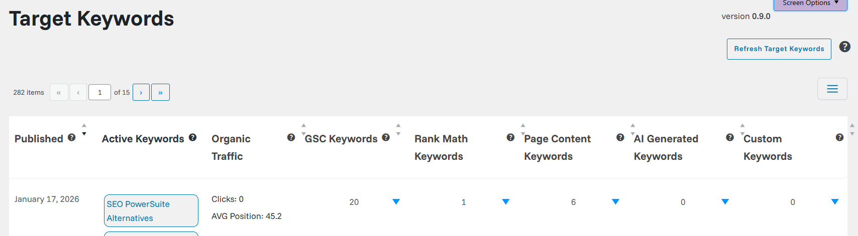 link whisper - target keywords feature