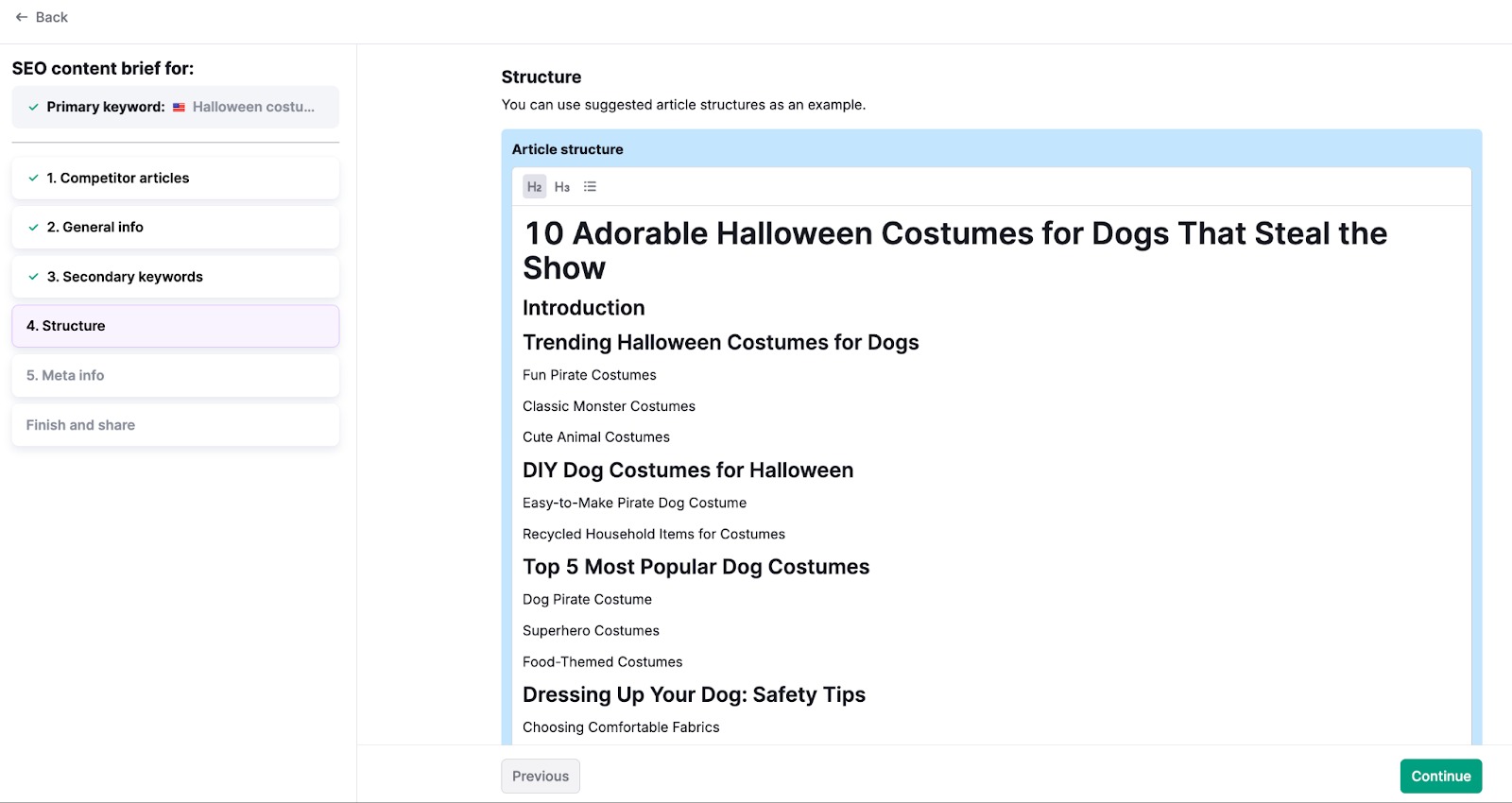 Customize the Article Structure