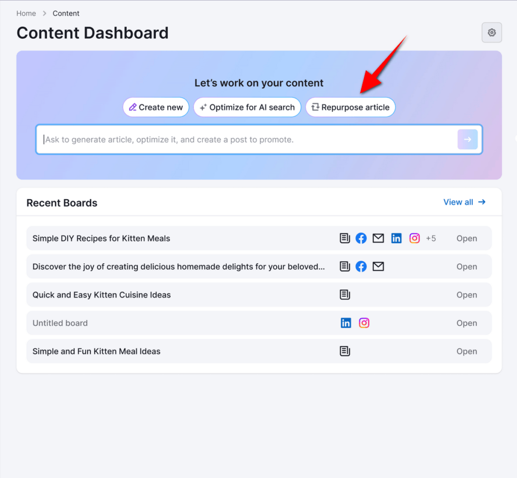 semrush Content Repurposing