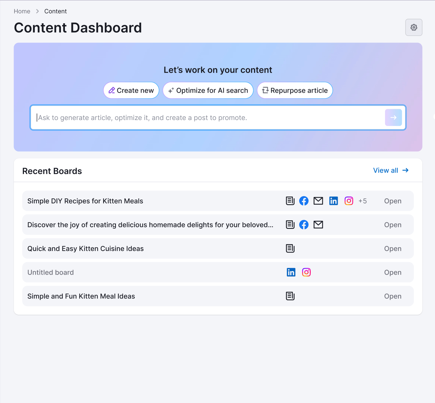semrush content dashboard