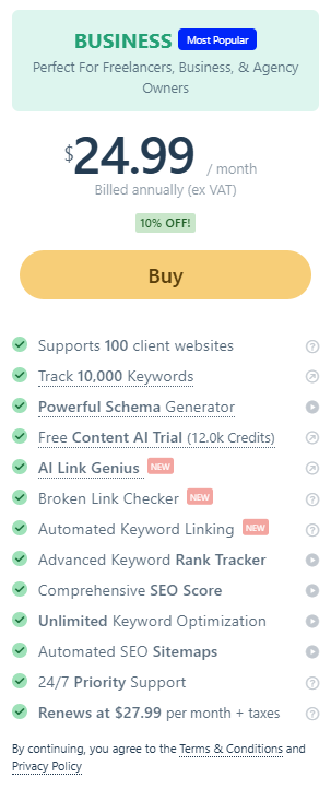 Rank math Plugin - Business Plan