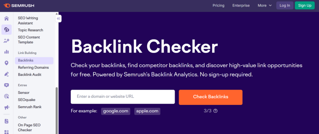 Semrush Backlinks Checker