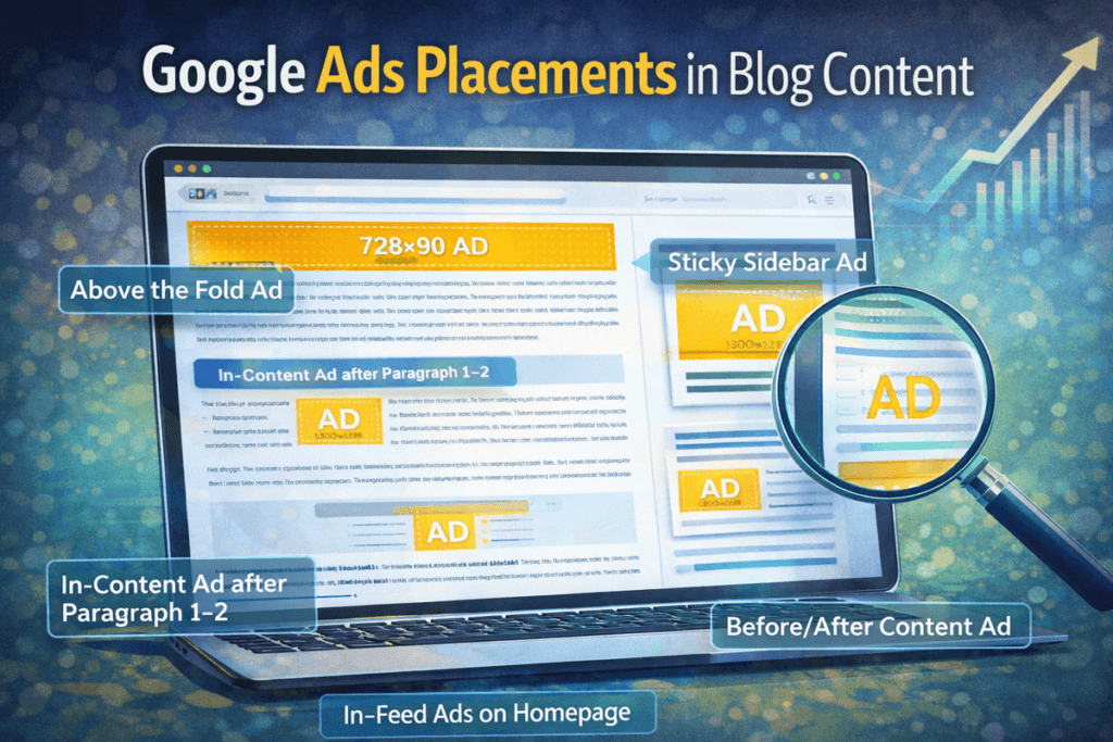 Google Ads placements on blog screen
