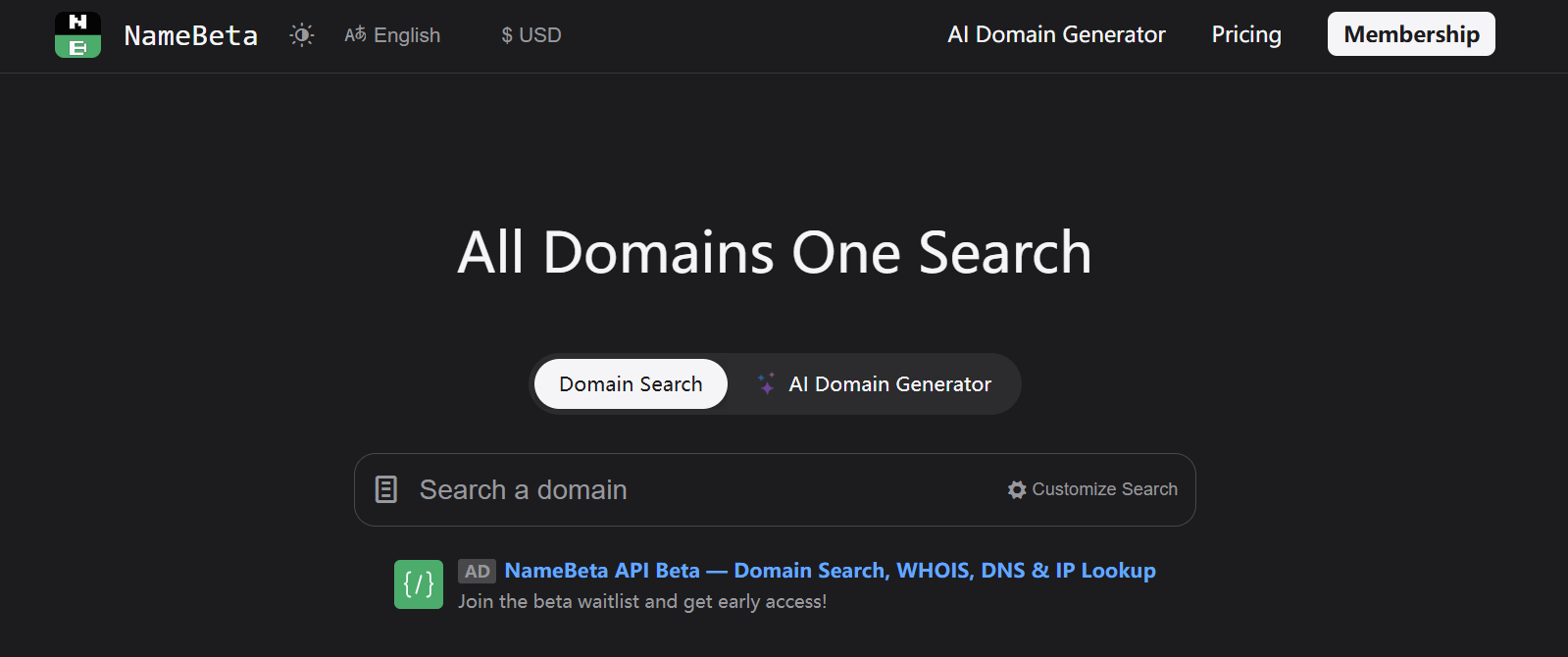 namebeta domains search