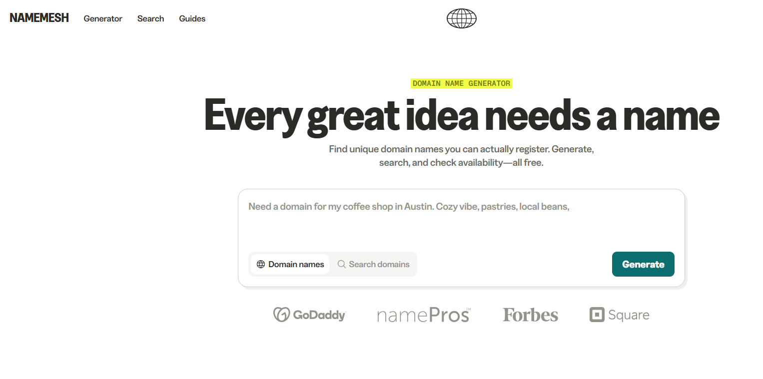 namemesh domain name generator