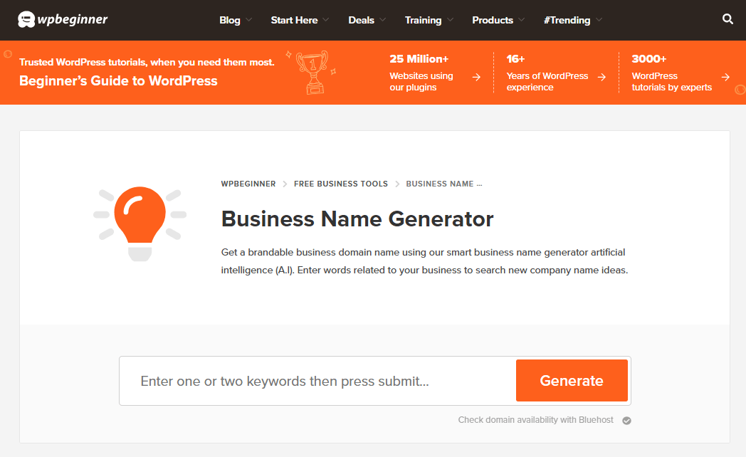 wpbeginner business name generator