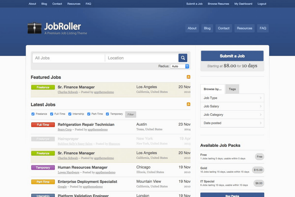 Jobroller wordpress theme