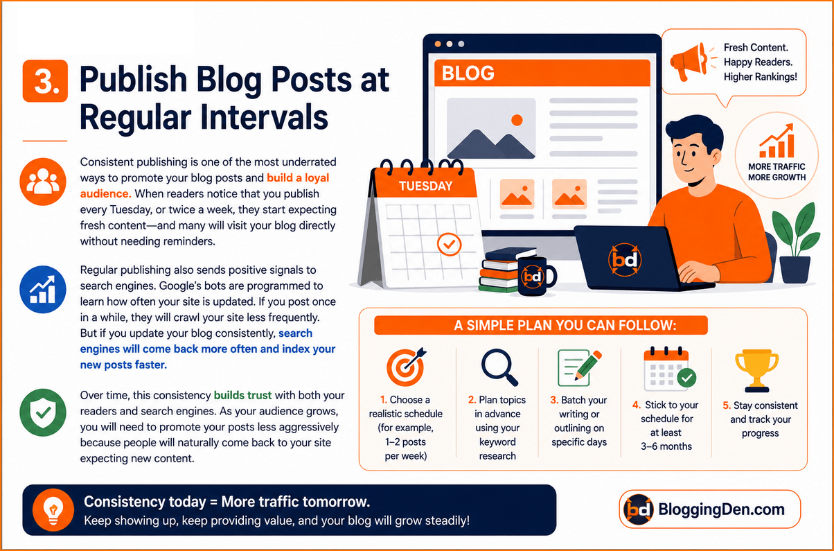 Publish blog posts at regular intervals