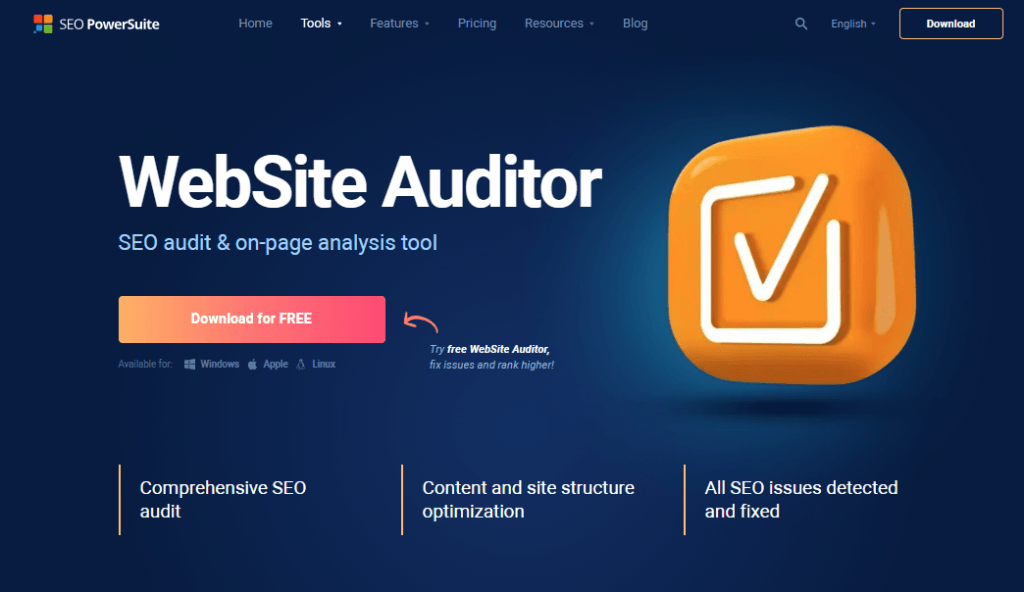 SEO PowerSuite website auditor homepage