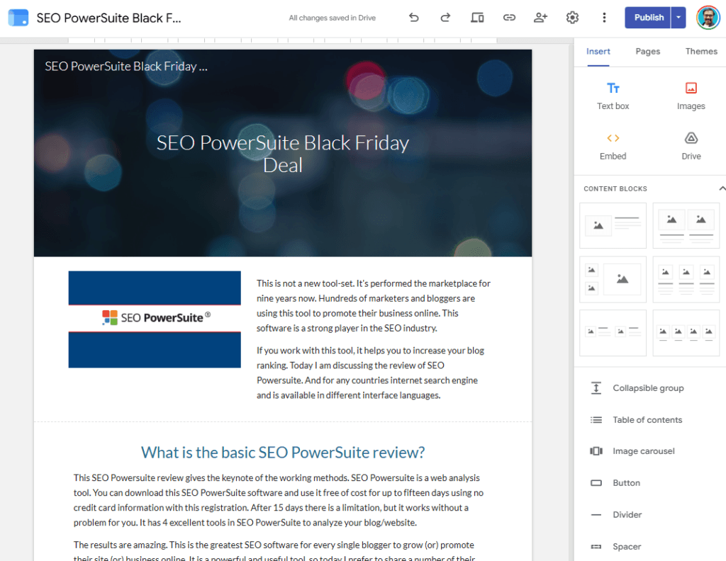google sites - editor