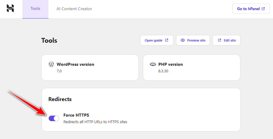 hostinger - Force HTTPS